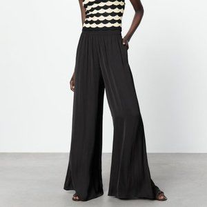 NWT Zara FLOWY WIDE LEG PANTS in Black